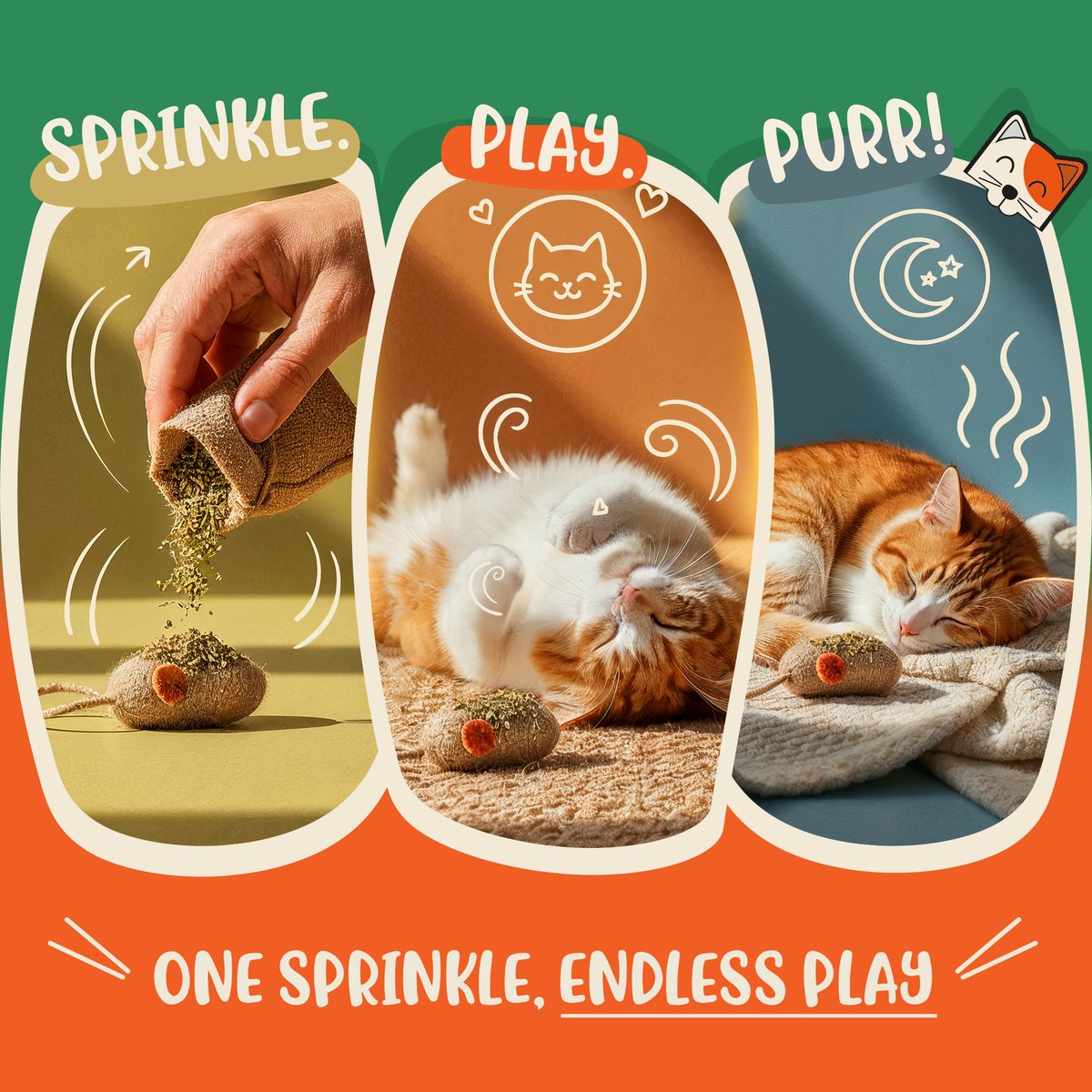 Sprinkle, play, purr: one sprinkle, endless play